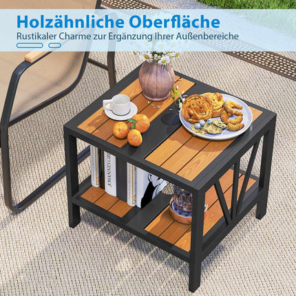 Outdoor Side Table with Umbrella Hole, Metal, 52x46x45 cm