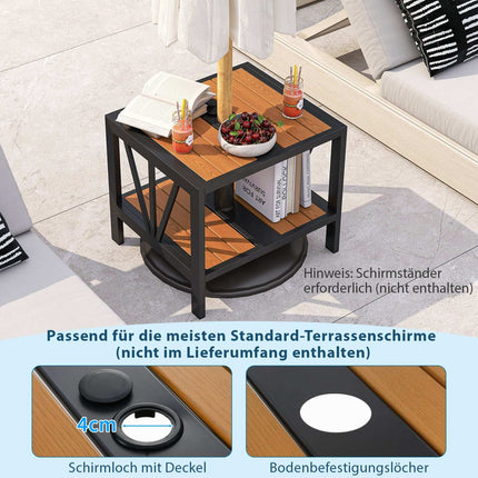 Outdoor Side Table with Umbrella Hole, Metal, 52x46x45 cm