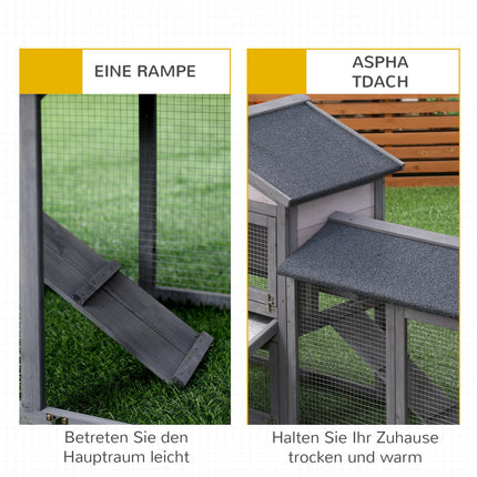 Outdoor Small Animal Hutch, Dark Grey, 147 x 54 x 84 cm