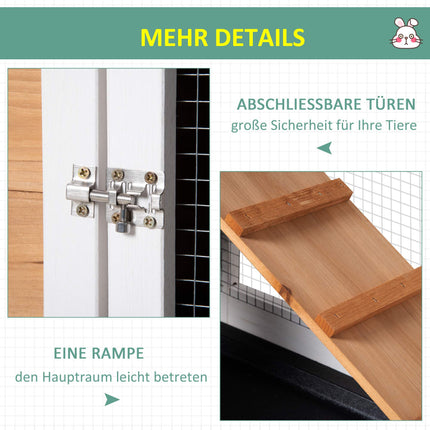 Outdoor Small Animal Hutch with Ramp, Asphalt Roof, Wood