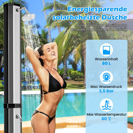 Outdoor Solar Shower, 60L, 227cm, Swivel Head