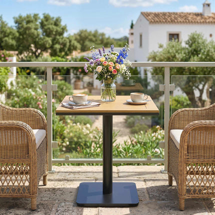 Outdoor Square Table, 70x70 cm, Weatherproof Wood-Look