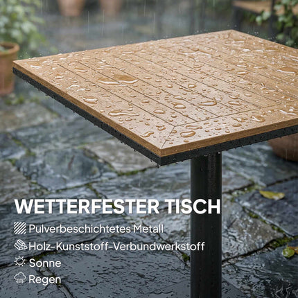 Outdoor Square Table, 70x70 cm, Weatherproof Wood-Look
