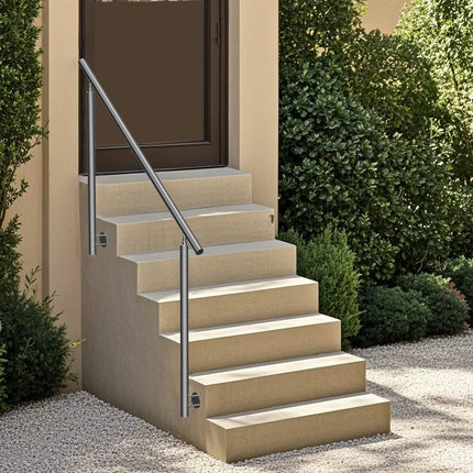 Outdoor Stair Handrail, 4.9 ft Stainless Steel, Side-Mount