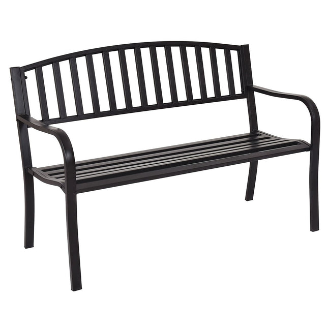 Outdoor Steel Garden Bench, Weather-Resistant, 280kg Capacity