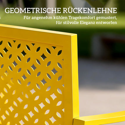 Outdoor Steel Garden Bench, Yellow, 2-Seater, Rust-Resistant