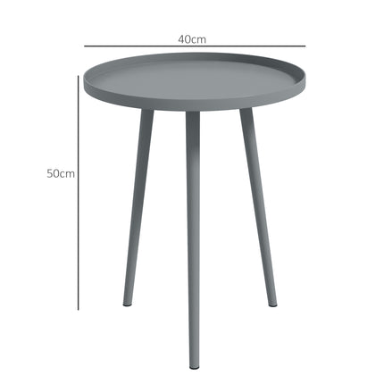 Outdoor Steel Side Table, Round, Grey, Ø40 x 50H cm