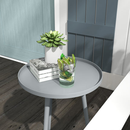 Outdoor Steel Side Table, Round, Grey, Ø40 x 50H cm