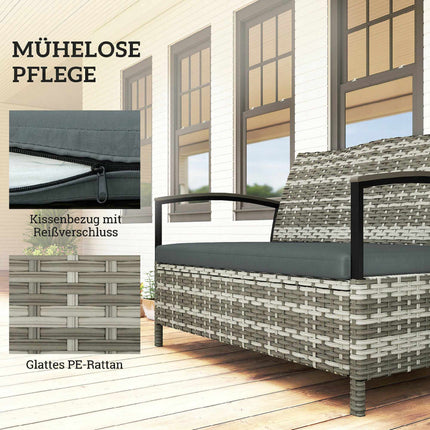 Outdoor Storage Bench, 2-Seater with Cushion, 125L, Dark Grey