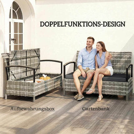 Outdoor Storage Bench, 2-Seater with Cushion, 125L, Dark Grey