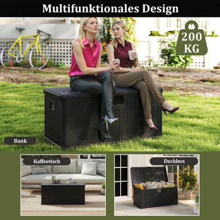 Outdoor Storage Box, 378L, Waterproof, Lockable Lid