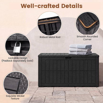 Outdoor Storage Box 380L, Weatherproof, Lockable Lid, Brown