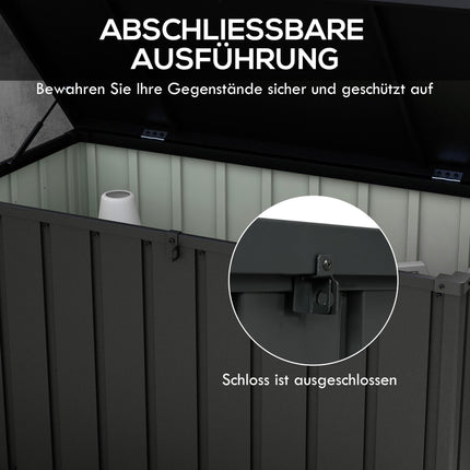 Outdoor Storage Box, 450L Capacity, Steel Frame, Dark Grey