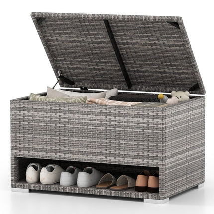 Outdoor Storage Box with Shoe Rack, 186L, Grey, Weatherproof