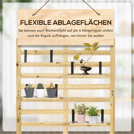 Outdoor Storage Box with Trellis, 4 Shelves, Solid Wood