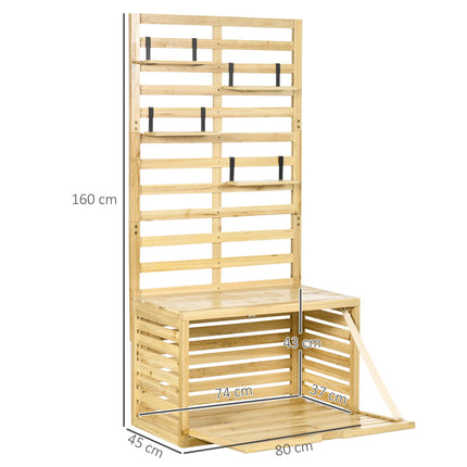 Outdoor Storage Box with Trellis, 4 Shelves, Solid Wood
