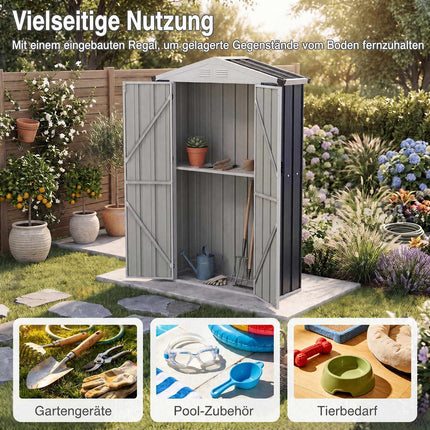 Outdoor Storage Shed, 4x2x6 FT, Lockable, Gray Steel