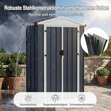 Outdoor Storage Shed, 4x2x6 FT, Lockable, Gray Steel