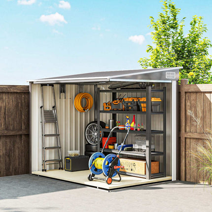 Outdoor Storage Shed, 7x5 ft, Galvanized Steel, Ventilated