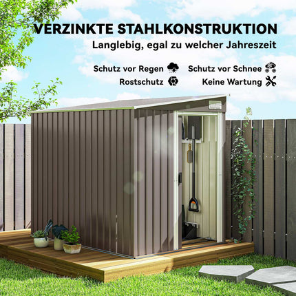 Outdoor Storage Shed, 7x5 ft, Galvanized Steel, Ventilated
