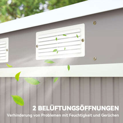 Outdoor Storage Shed, Vent Windows, Sliding Doors, Steel, 213x130x172 cm