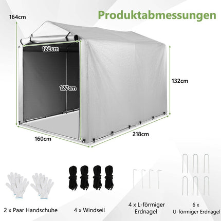 Outdoor Storage Shed, Waterproof Metal Frame, 160x218x164 cm