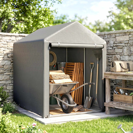 Outdoor Storage Tent Shed, Steel Frame, 120x179x165cm, Light Gray