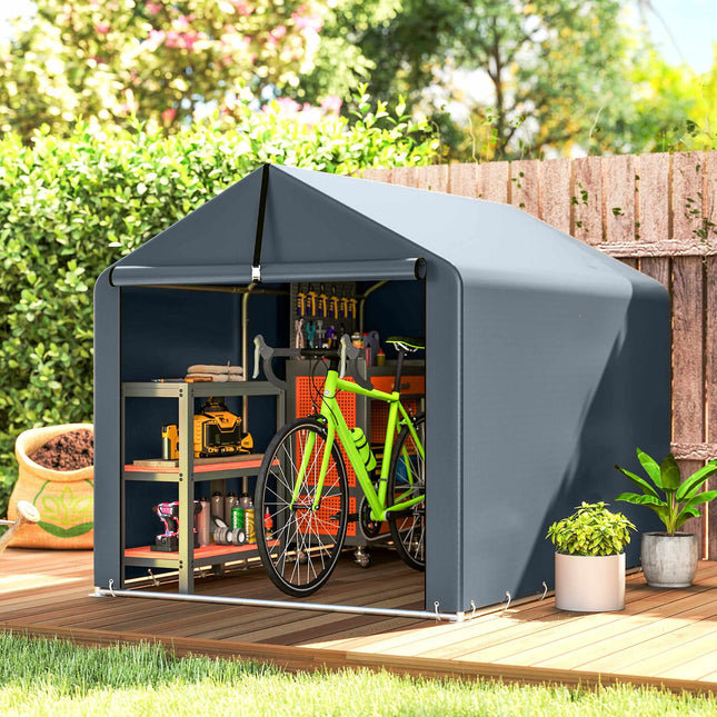 Outdoor Storage Tent, Waterproof PE Fabric, 162x221.5x163 cm