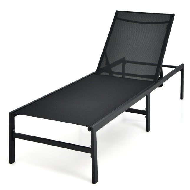 Outdoor Sun Lounger Adjustable Deck Chair 64 x 198 x 67 - 103 cm Black