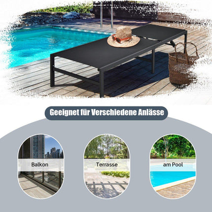 Outdoor Sun Lounger Adjustable Deck Chair 64 x 198 x 67 - 103 cm Black