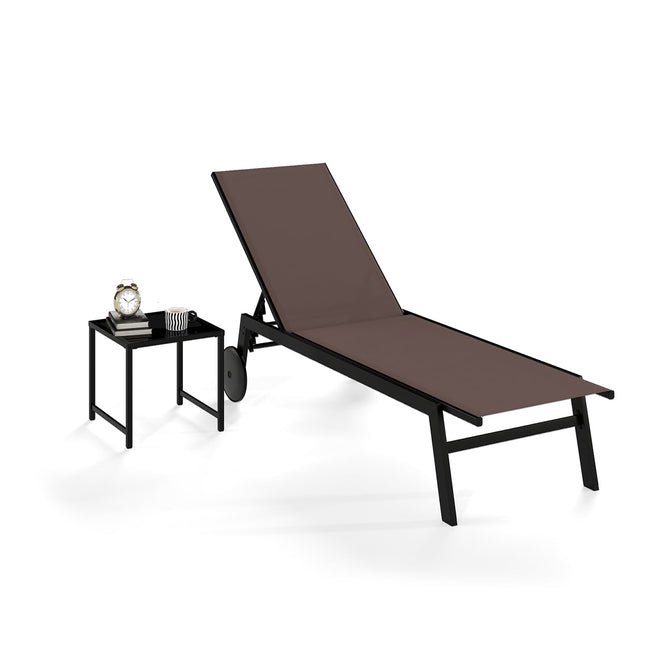 Outdoor Sun Lounger Set with Adjustable Backrest & Table