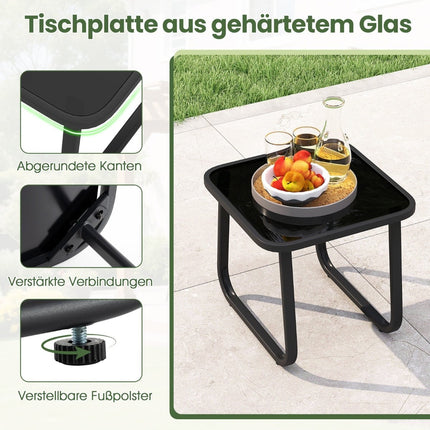 Outdoor Swing Bistro Set – 2 Chairs & Glass Table, Grey