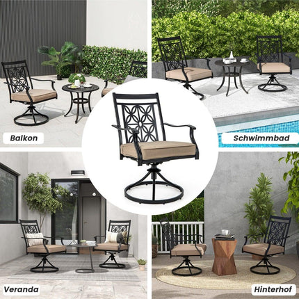 Outdoor Swivel Chairs Set of 2, Weatherproof, Floral Back