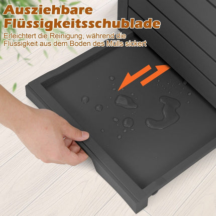 Outdoor Trash Can with Lid, Pull-Out Tray, 118L, Black