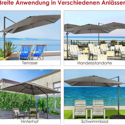 Outdoor Umbrella, 300x300 cm, Grey, 360 Rotation