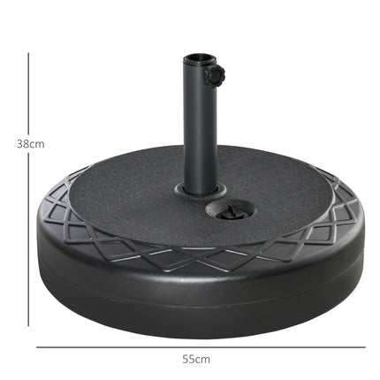 Outdoor Umbrella Base, HDPE, Fits 38/48mm Poles, Black