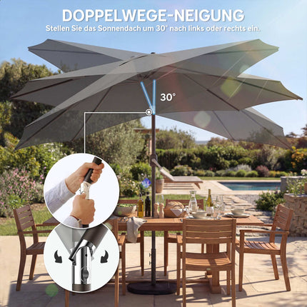 Outdoor Umbrella with UV Protection, Tilt Function, Dark Grey