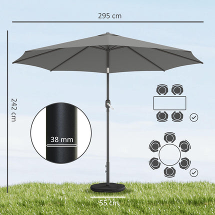 Outdoor Umbrella with UV Protection, Tilt Function, Dark Grey