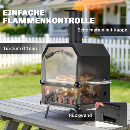 Outdoor Wood-Fired Pizza Oven, Stainless Steel, 2-Tier