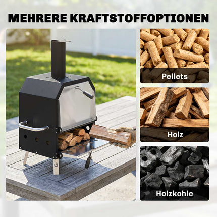 Outdoor Wood-Fired Pizza Oven, Stainless Steel, 2-Tier