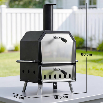 Outdoor Wood-Fired Pizza Oven, Stainless Steel, 2-Tier