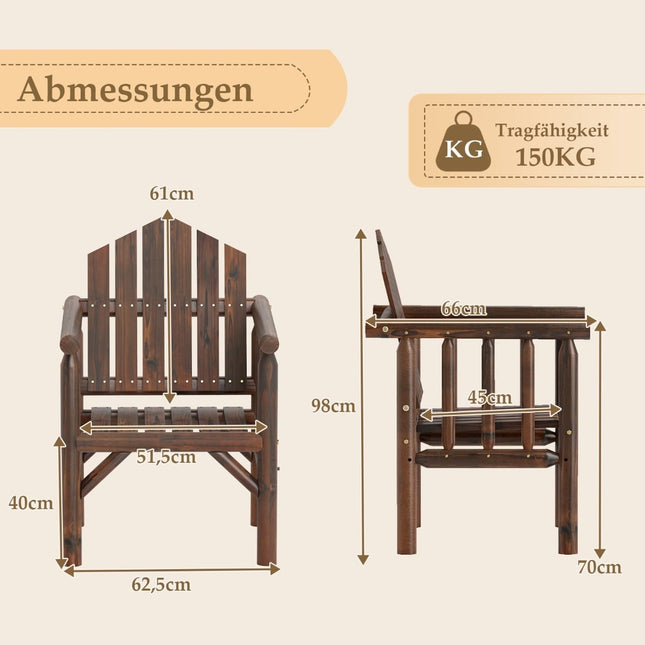 Fotel ogrodowy z drewna - wysokie oparcie, drewno sosnowe i jodłowe, brązowy