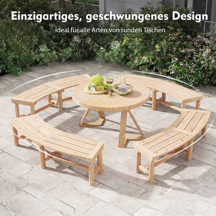 Outdoor Wooden Bench, Curved Design, 2-3 Seater, 325kg Capacity