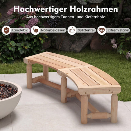 Outdoor Wooden Bench, Curved Design, 2-3 Seater, 325kg Capacity