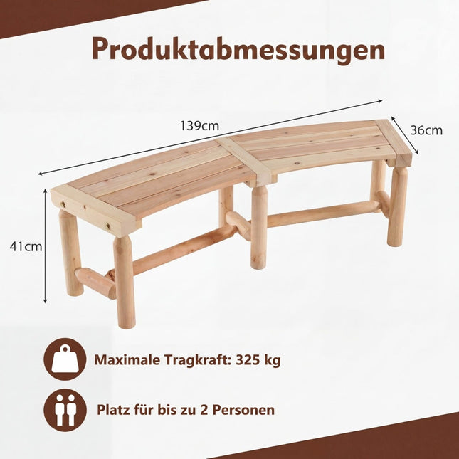 Drewniana ławka ogrodowa, zakrzywiony kształt, 2-3 miejsca, udźwig 325 kg