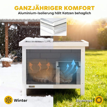 Outdoor Wooden Cat House with Insulation and Asphalt Roof