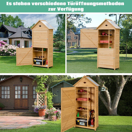 Outdoor Wooden Garden Shed with 5 Shelves, 70x35.5x160 cm
