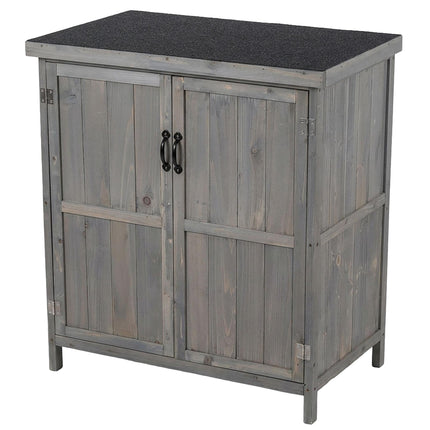 Outdoor Wooden Garden Tool Cabinet, Grey, 88x75x44 cm
