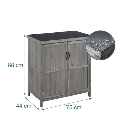 Outdoor Wooden Garden Tool Cabinet, Grey, 88x75x44 cm