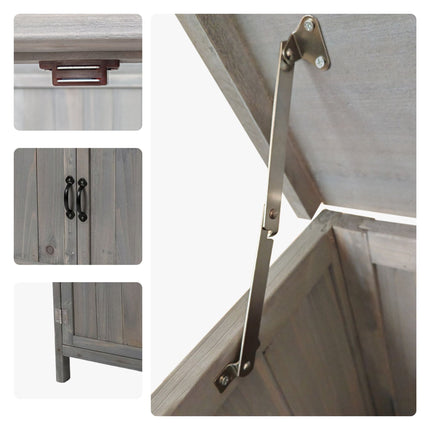 Outdoor Wooden Garden Tool Cabinet, Grey, 88x75x44 cm